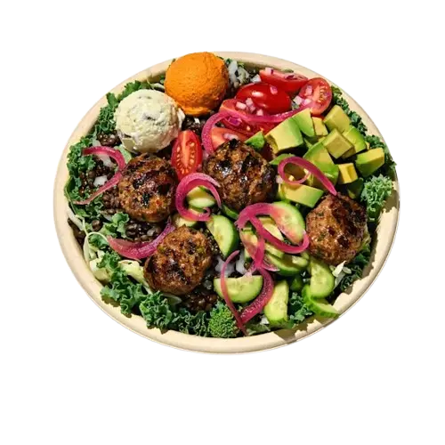 spicy lamb avocado bowl