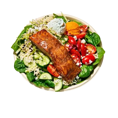 salmon and strawberry sesame bowl